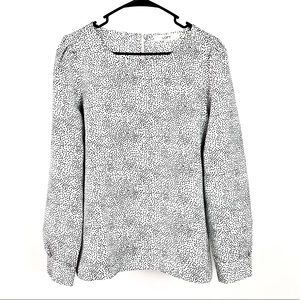 Loft Silky Polka Dot Long Sleeve Blouse. Size L